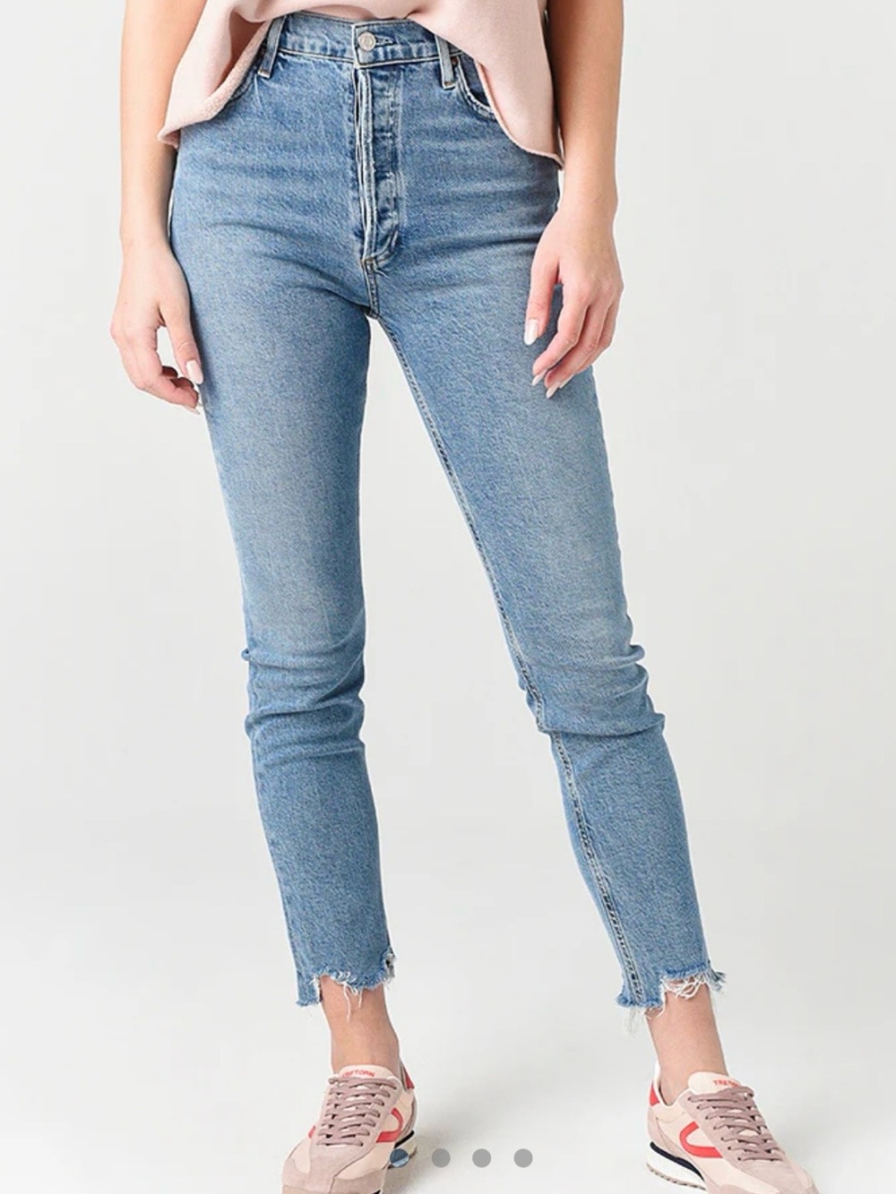 AGOLDE Nico High Rise Distressed Jeans Medium Wash Raw Hem Size 24